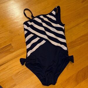 DKNY Swim girls Navy and White Striped Kids Swimsuit